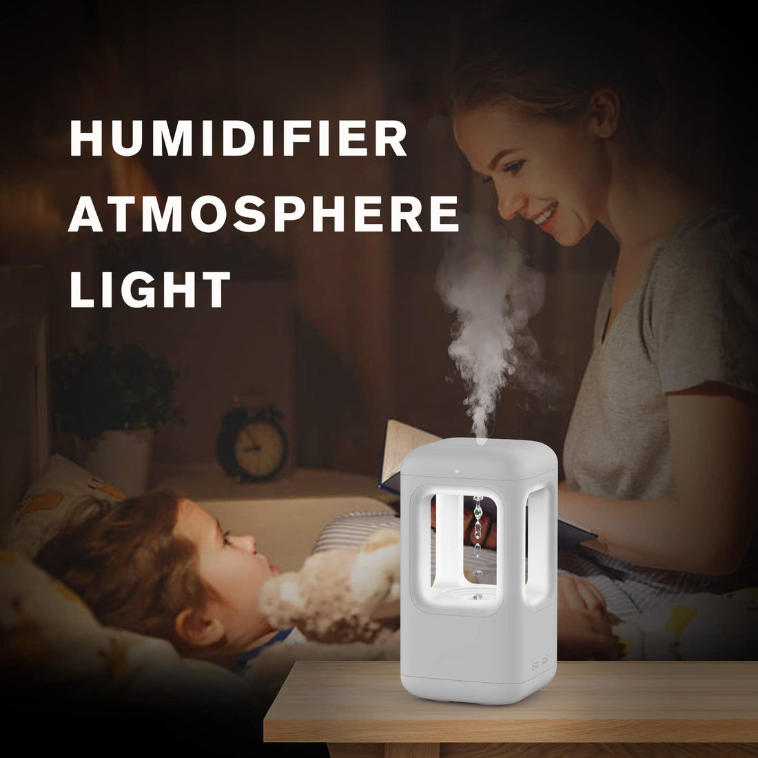 Silent Water Drop Humidifier with Light