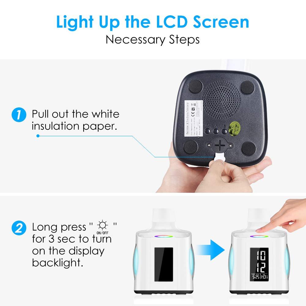 LED Desk Lamp with USB, Screen & Pen Holder